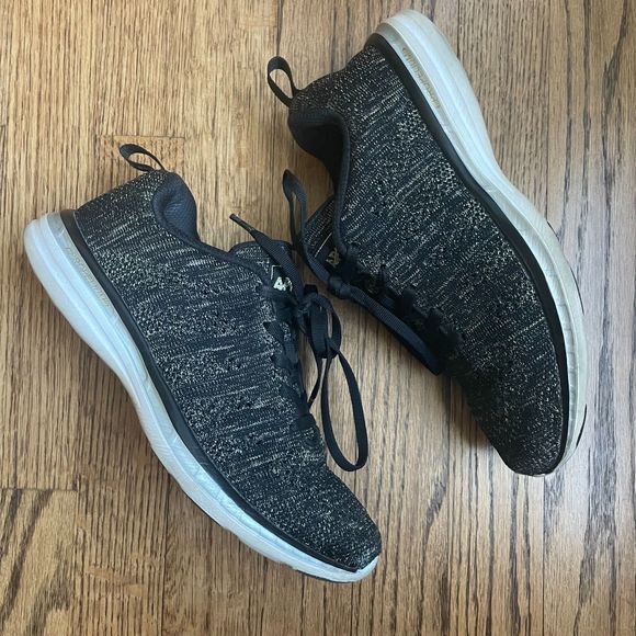 APL Techloom Pro Black and Metallic Gold Sneaker Size 7.5 Women's - Picture 2 of 10